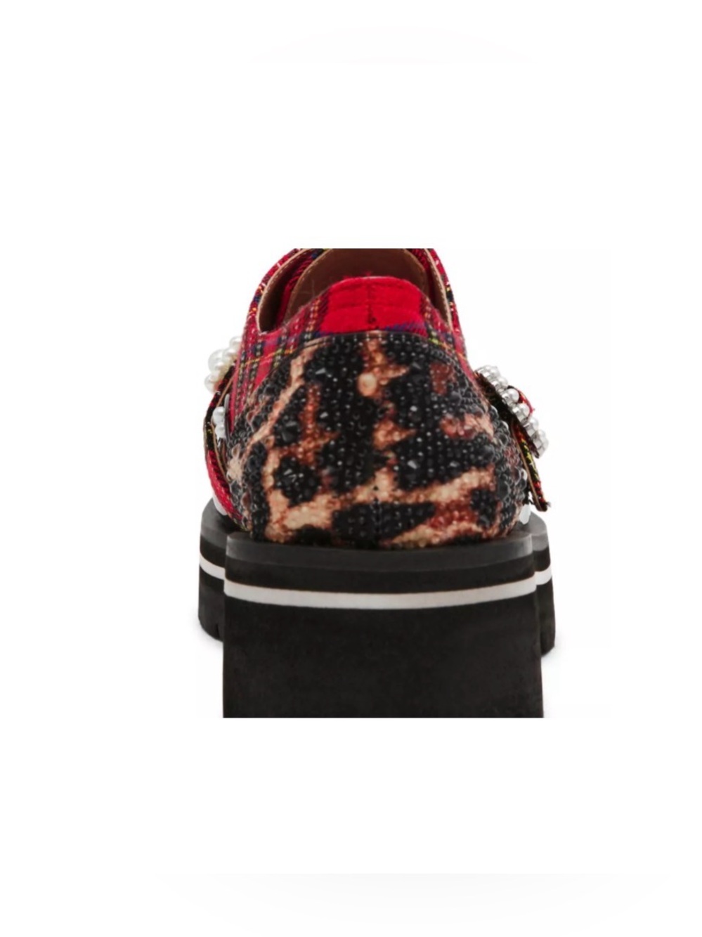 Betsey Johnson Simonee - Red Plaid Patent Oxford Loafers - 10 - Picture 2 of 10